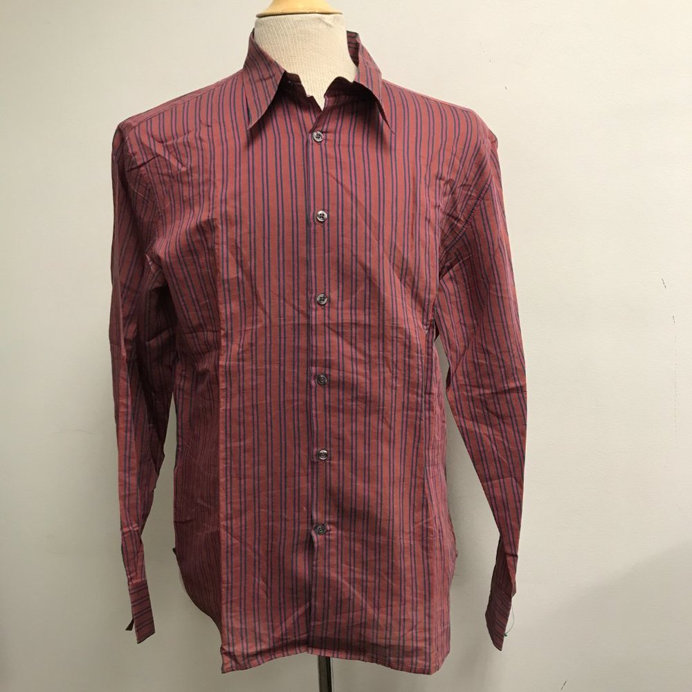 PAUL SMITH PS Maroon BLUE STRIPE cotton long sleeve Shirt L